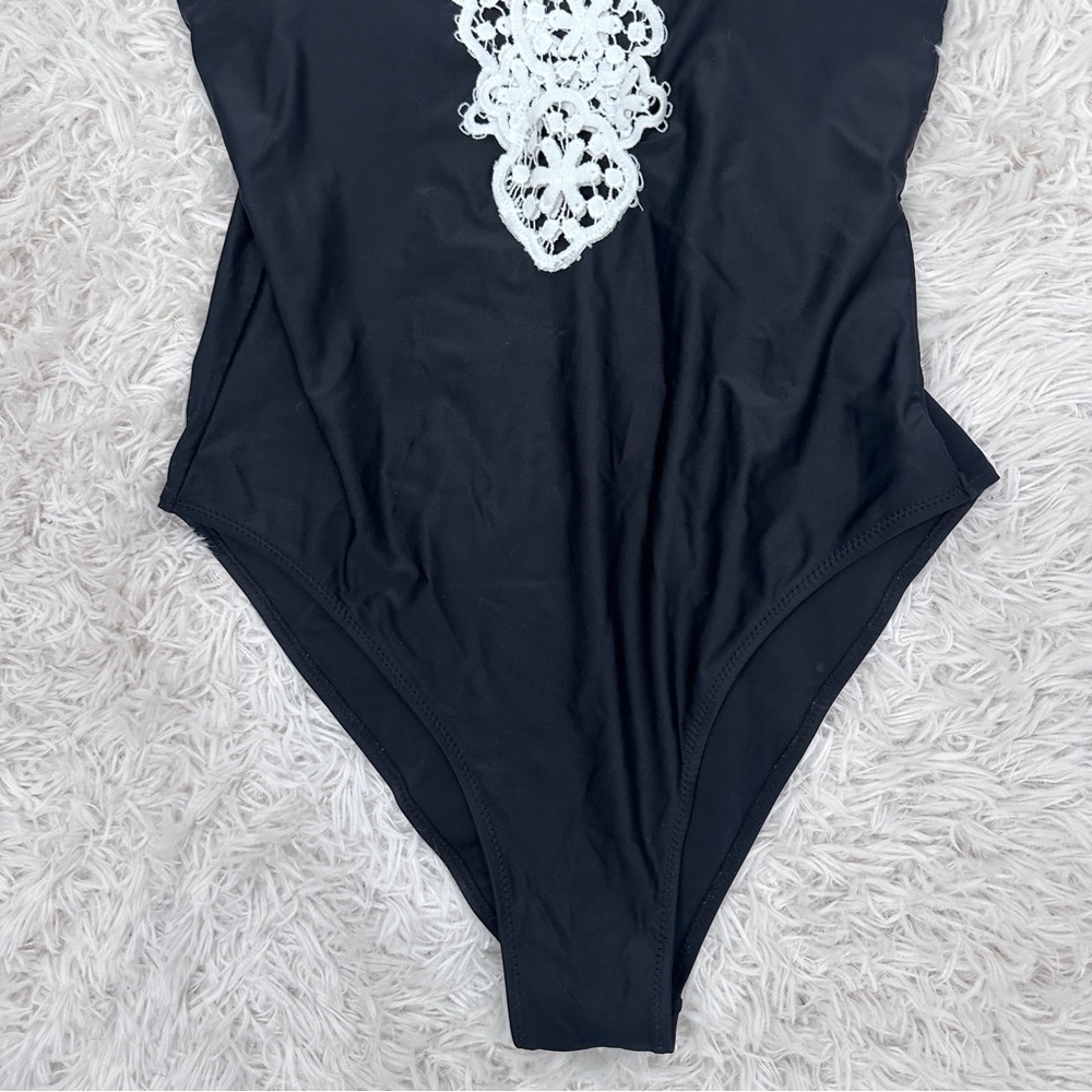 Lululemon Athletica Black and White One Piece with Elegant Lace - Picture 2 of 6